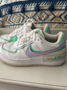 Nike White Sneaker with Mint Insole and Lavender Logo